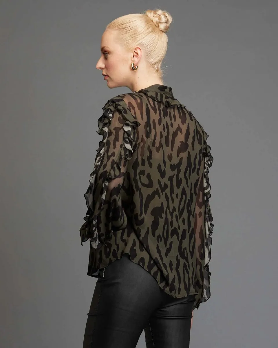 Enigma Frill Top Khaki
