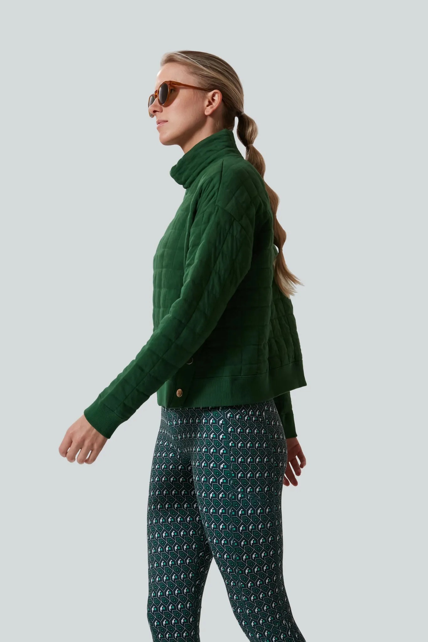 Fairway Green Quilted Wright Funnel Neck