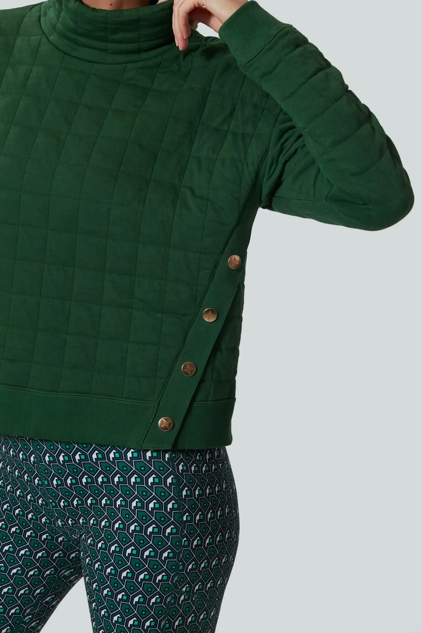 Fairway Green Quilted Wright Funnel Neck