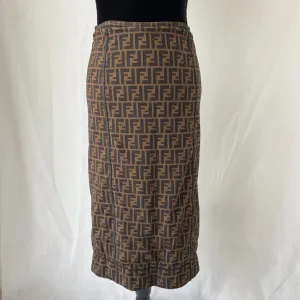 Fendi FF Logo black and brown midi skirt