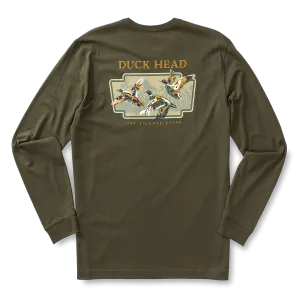 Flying Mallard LS Tee - Dark Forest Green