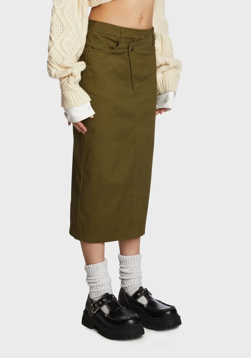 Frenemy Lunch Midi Skirt - Olive
