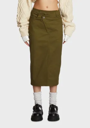 Frenemy Lunch Midi Skirt - Olive