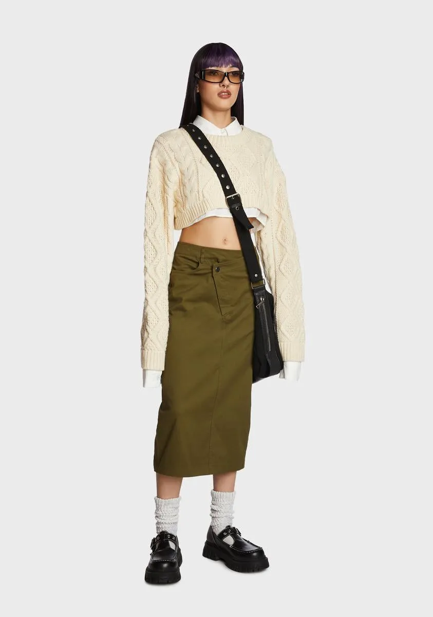 Frenemy Lunch Midi Skirt - Olive