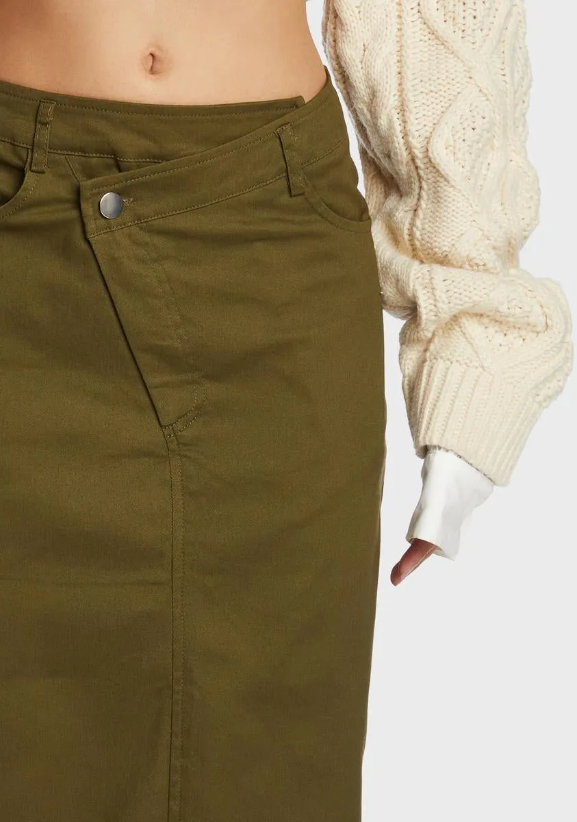 Frenemy Lunch Midi Skirt - Olive