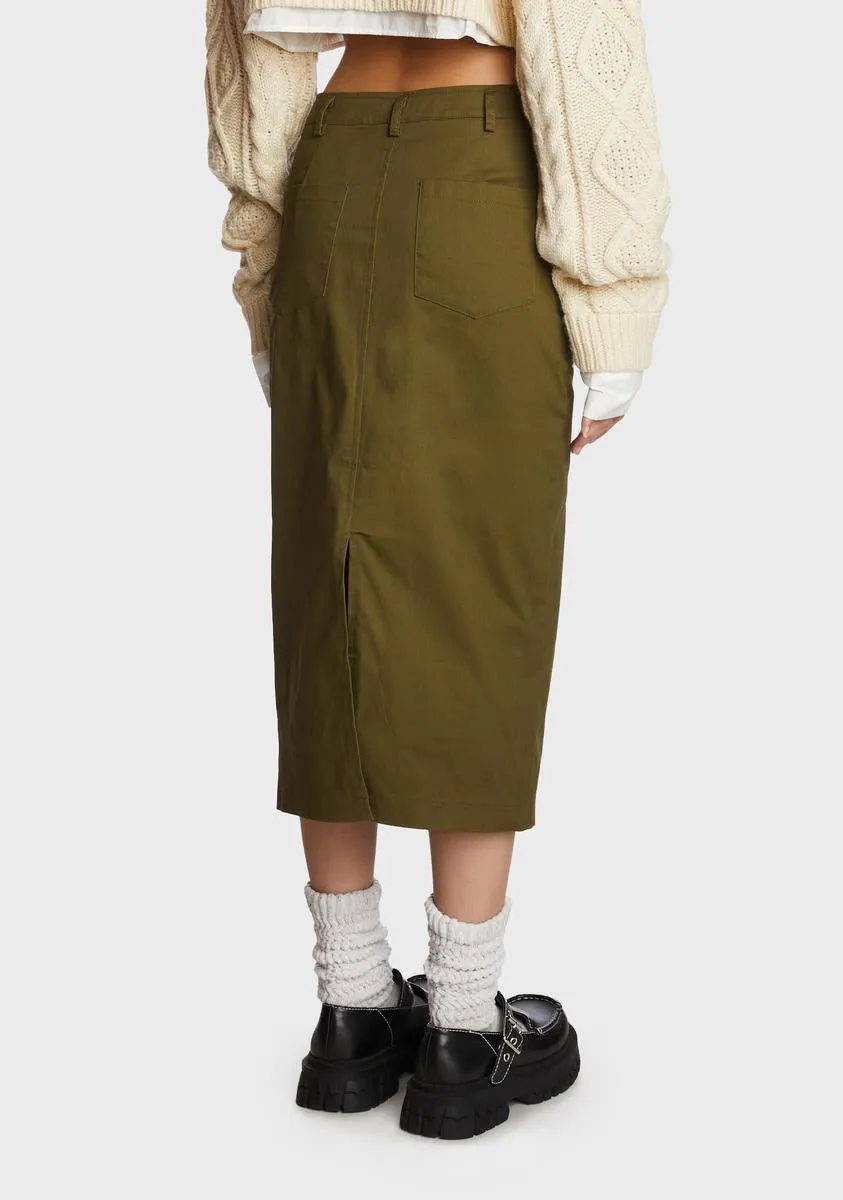 Frenemy Lunch Midi Skirt - Olive