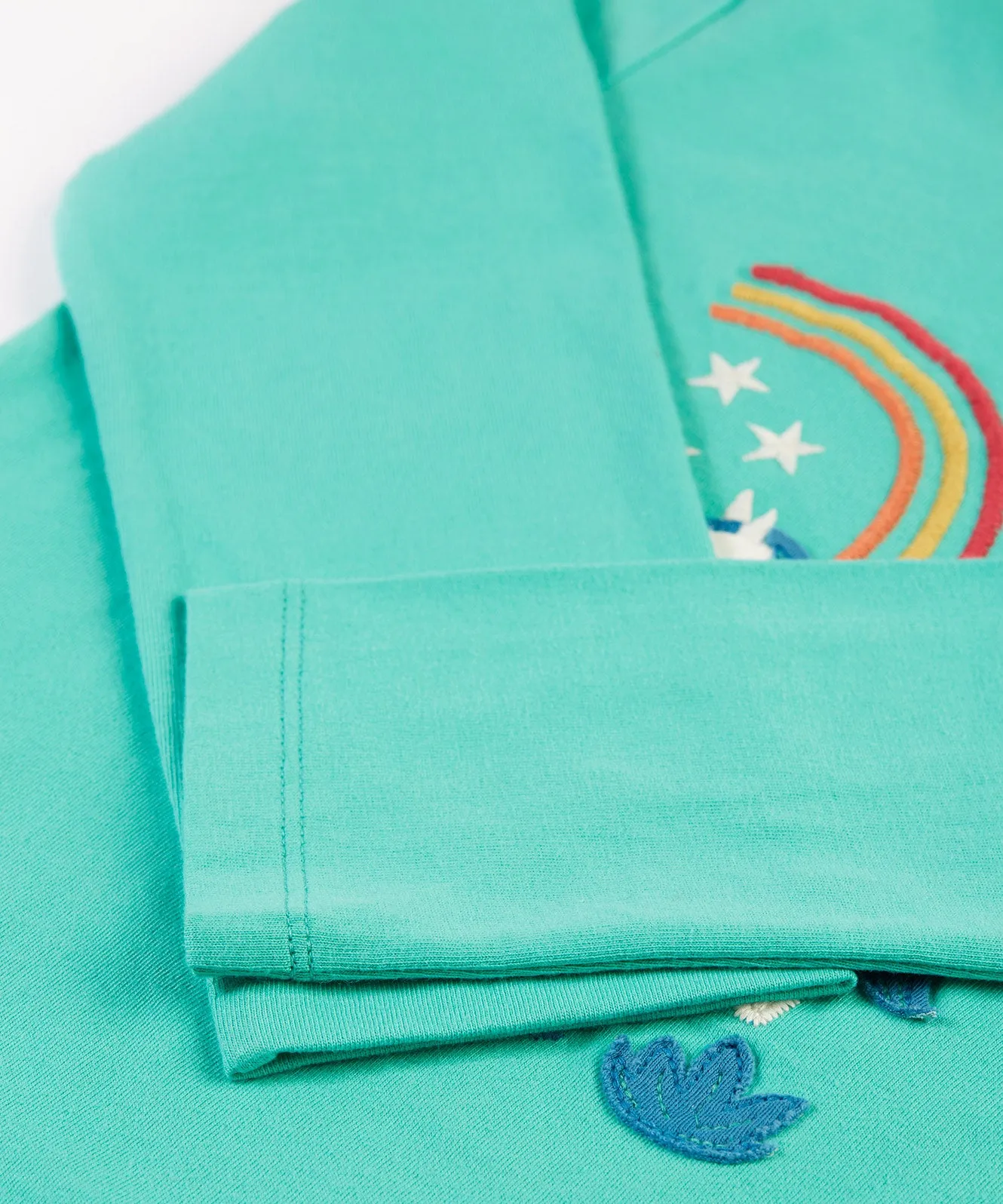 Frugi Anna Applique Top - Pacific Aqua/Horse