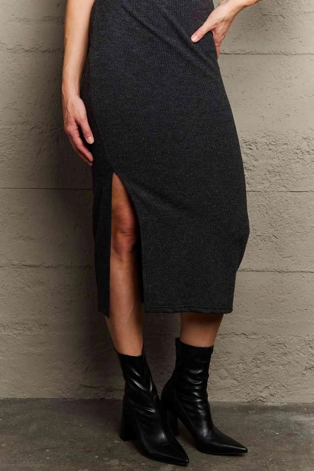 Full Size For The Night Fitted Sleeveless Midi Dress in Black