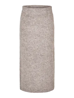 Gabella Hw Midi Knit Skirt - Steel Gray Melange