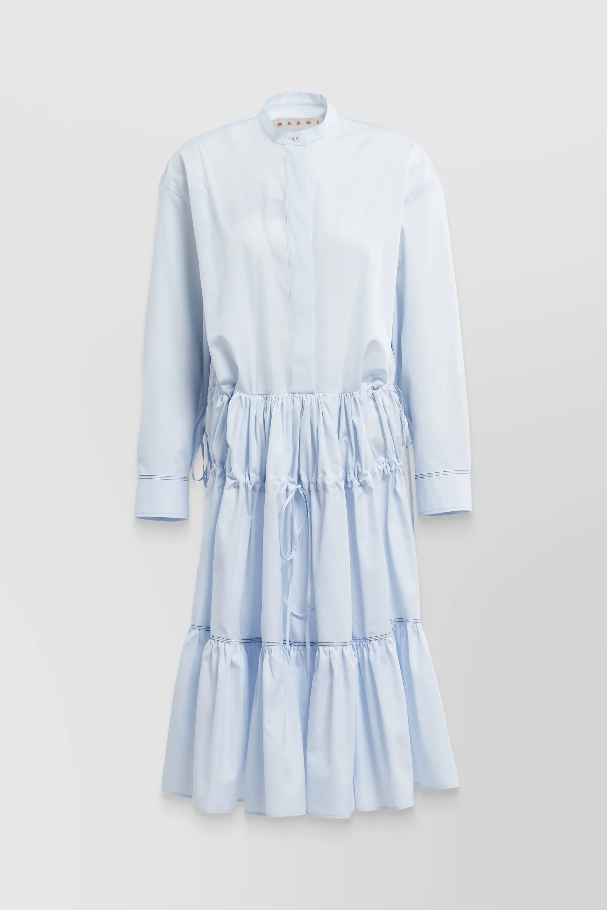 Gathered midi chemisier dress