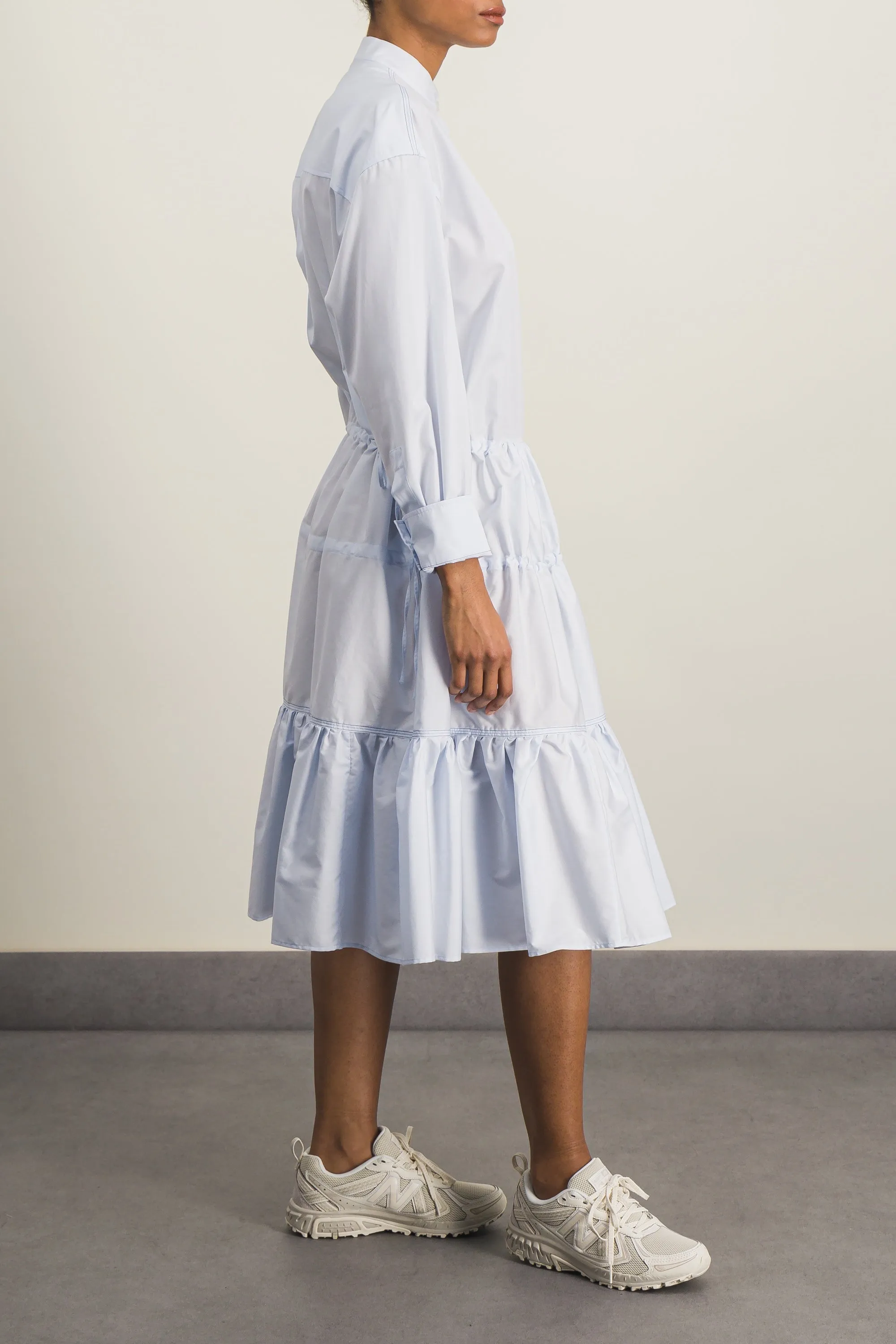 Gathered midi chemisier dress