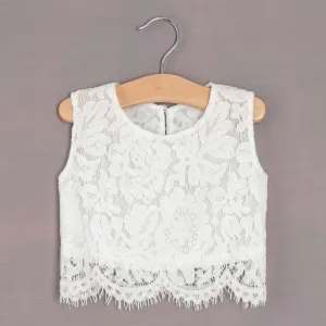 Girls Lace Top - Sleeveless or 3/4 Sleeve