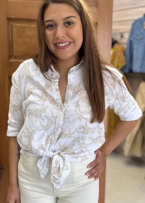 Golden Cheetah Button Down Top