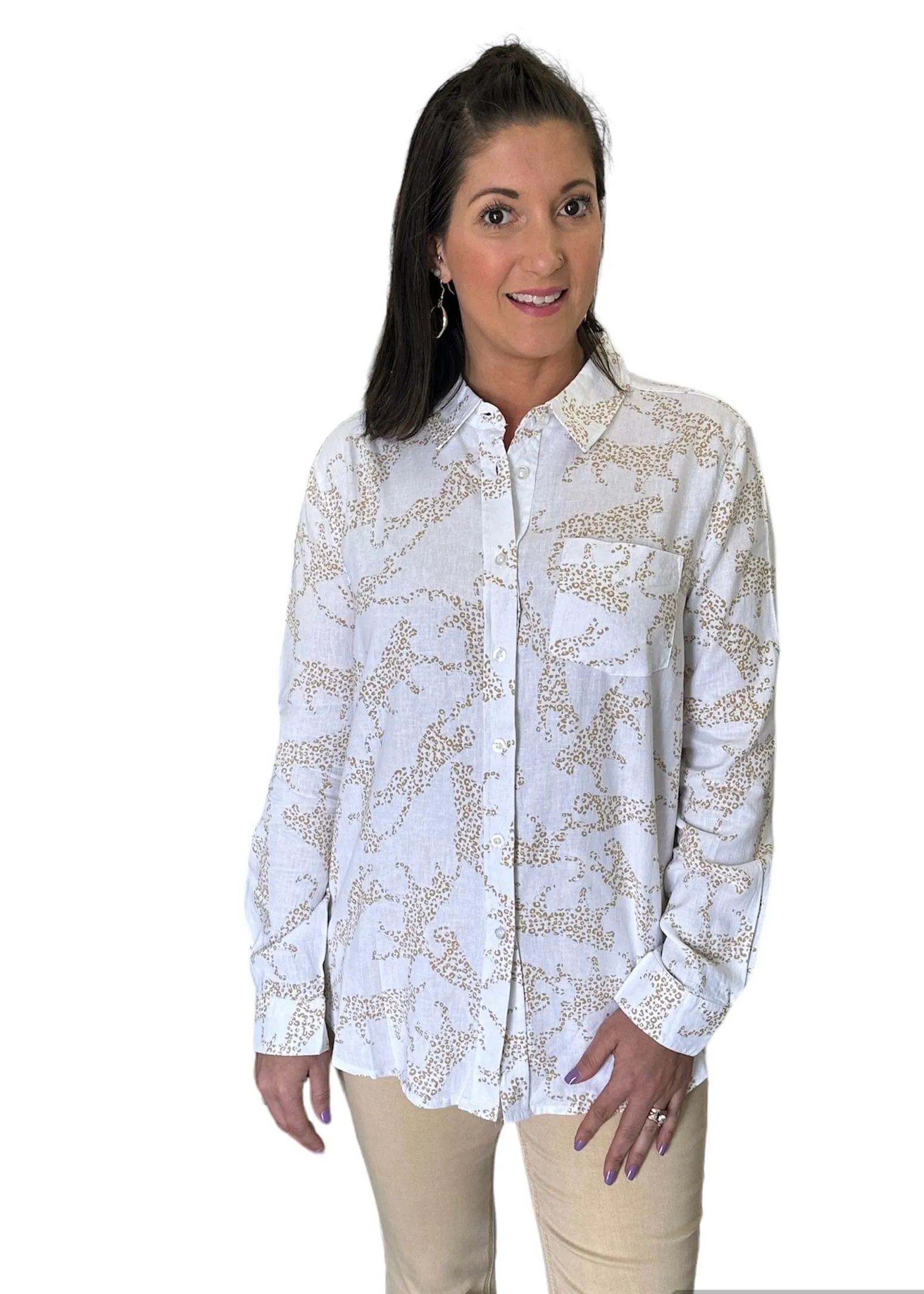 Golden Cheetah Button Down Top