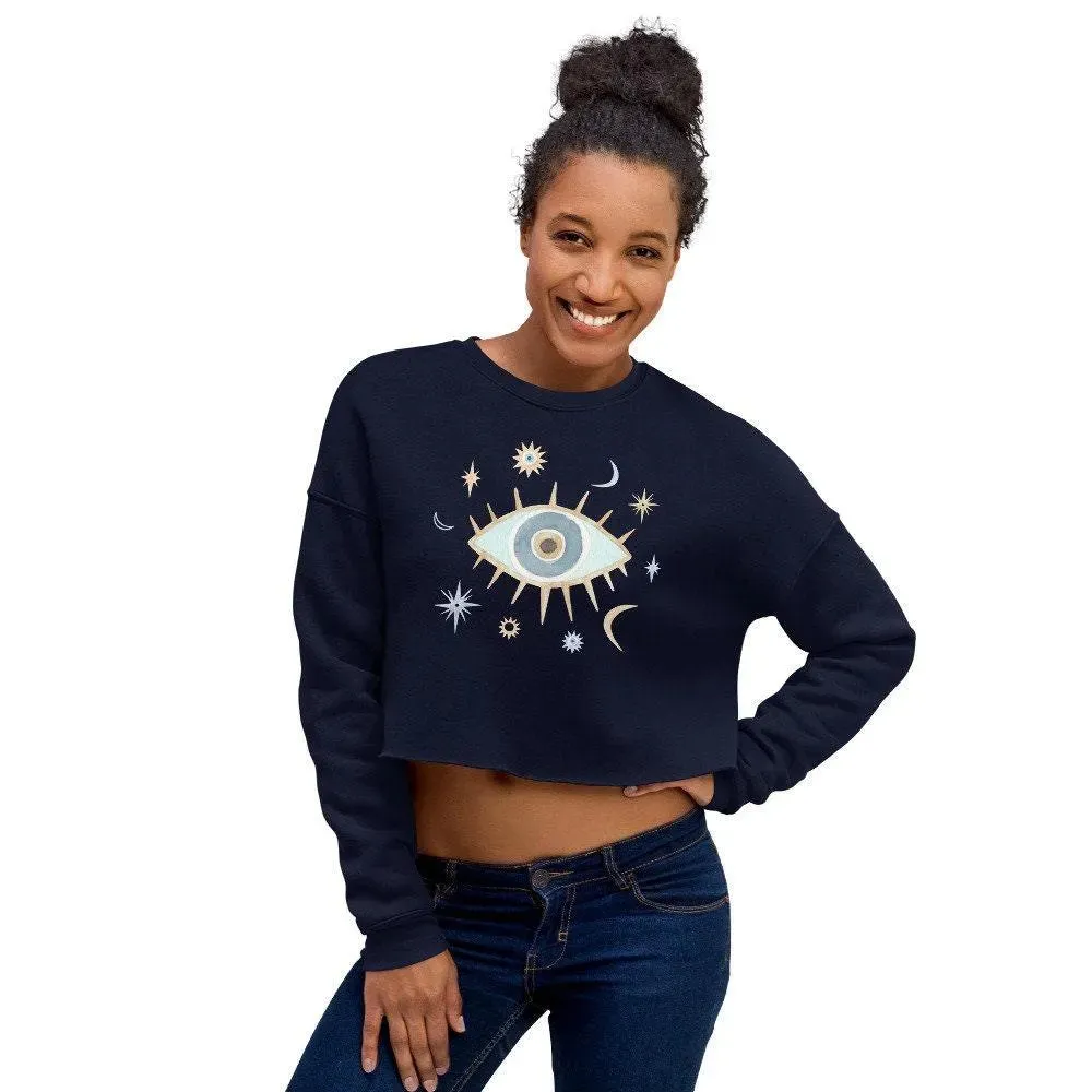 Greek Evil Eye Cropped Sweatshirt