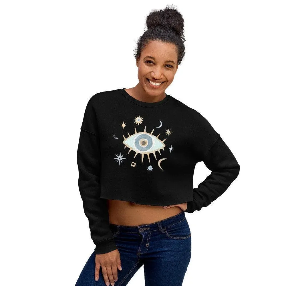 Greek Evil Eye Cropped Sweatshirt
