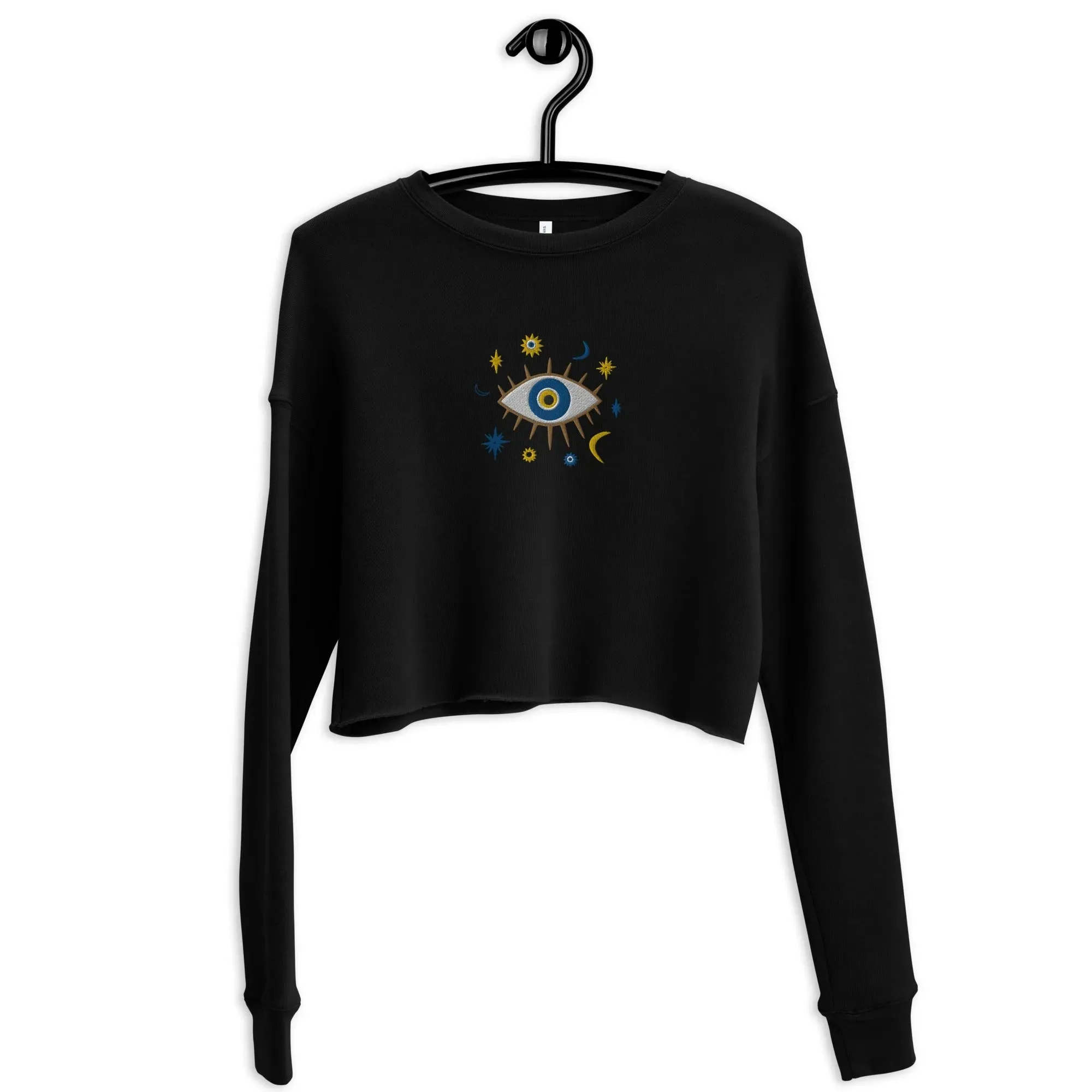 Greek Evil Eye Embroidered Cropped Sweatshirt