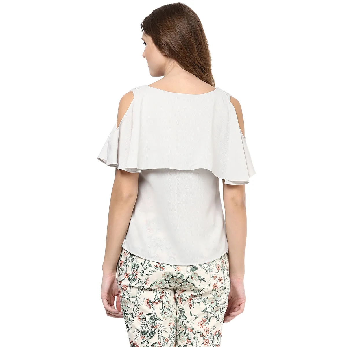Grey Cold Shoulder Top