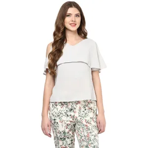 Grey Cold Shoulder Top