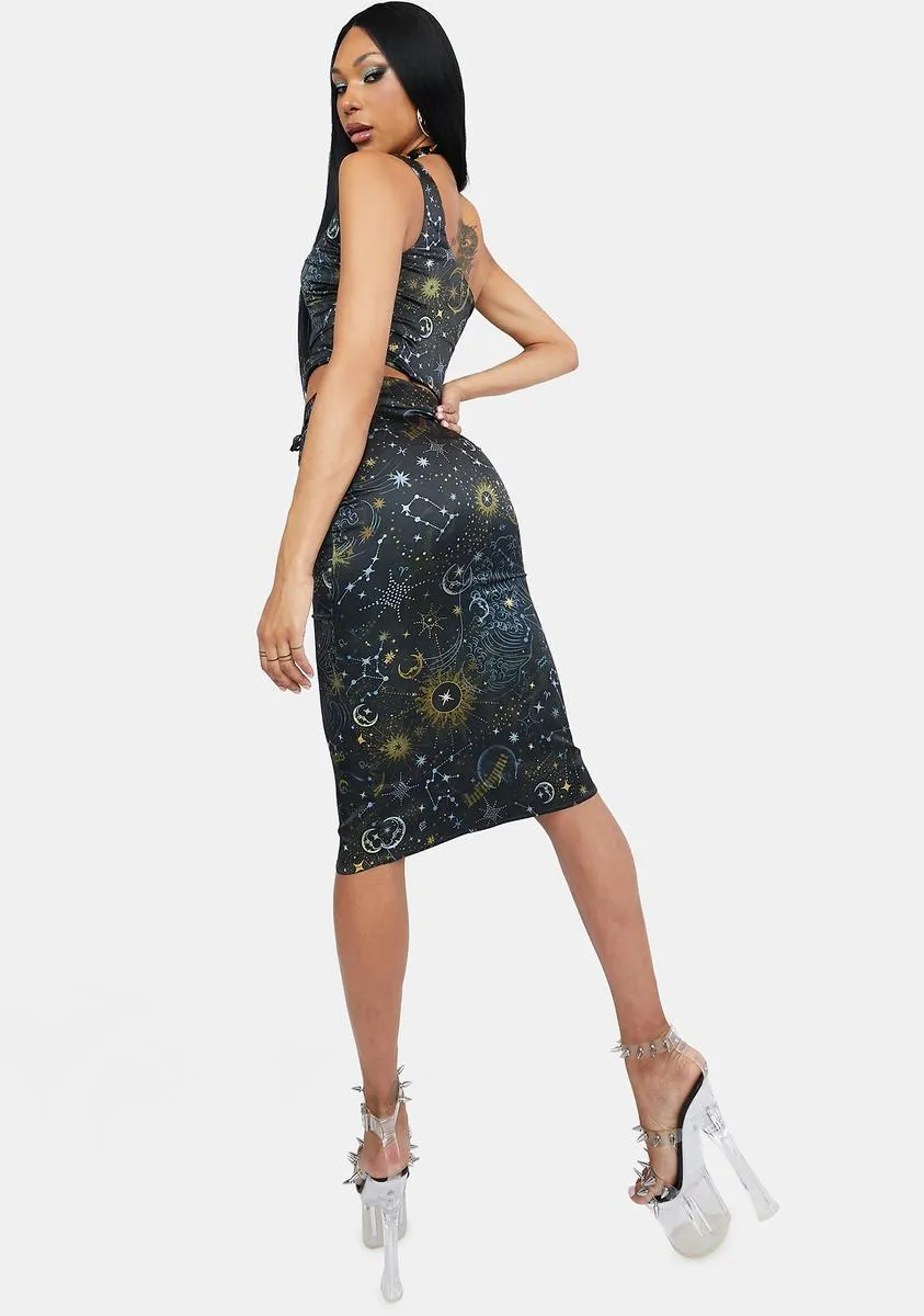 Guide My Life Satin Midi Skirt