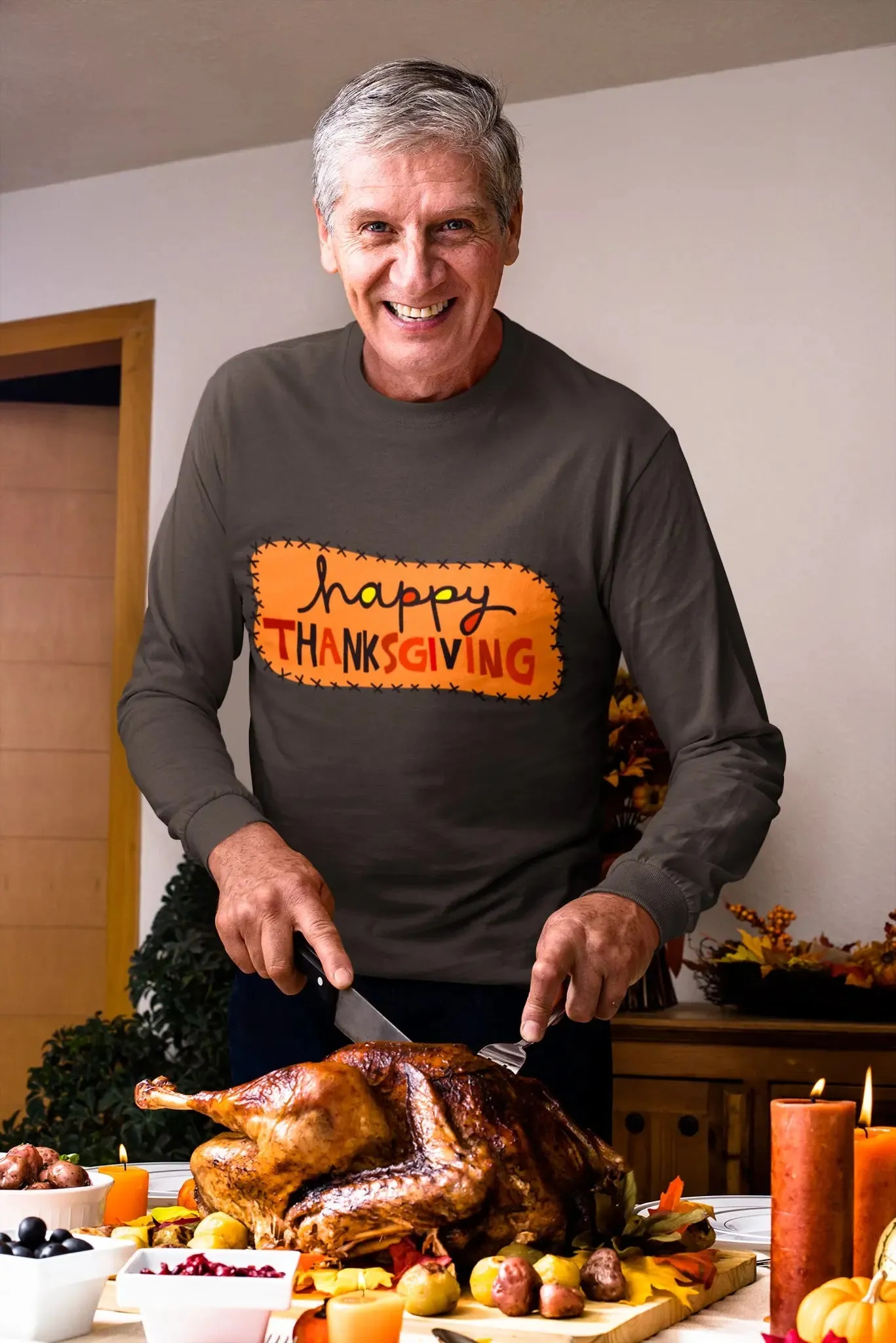 Happy Thanksgiving Men's Premium Long Sleeve T-Shirt