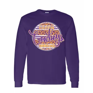 Hardin Simmons University Cowboys - Animal Print Stripe Circle Long Sleeve T-Shirt