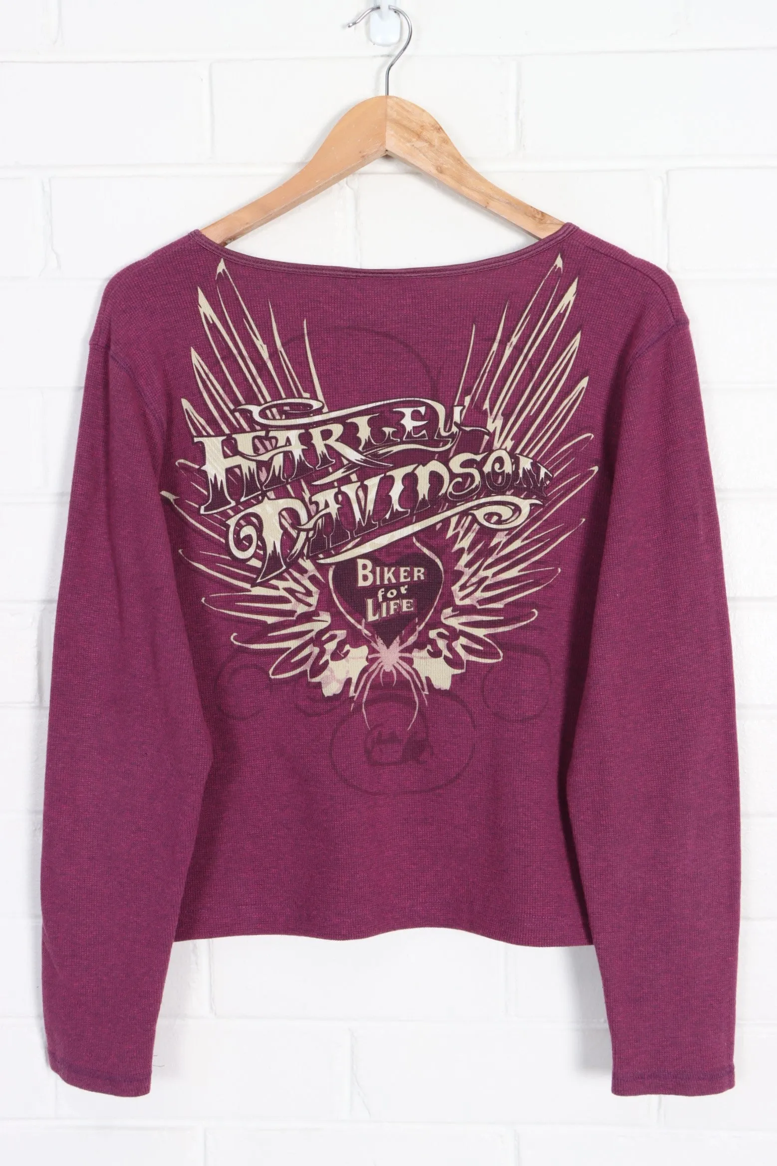 HARLEY DAVIDSON Wings Y2K Front Back Long Sleeve Tee USA Made (Women's XL)