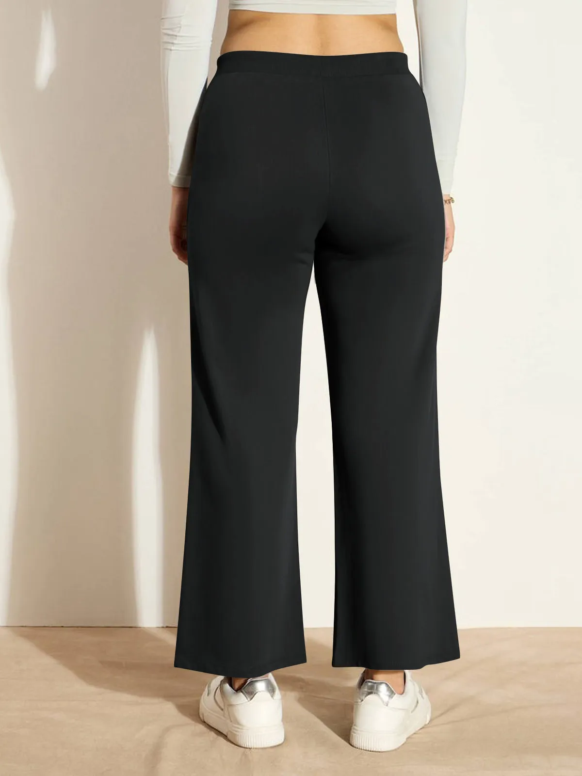 HELLCAT Trendy Black Trousers for Women | Women Trouser Pants | Korean Trousers for Women | Palazzo for Women | Baggy Fit Trousers | Bell Bottom Trousers