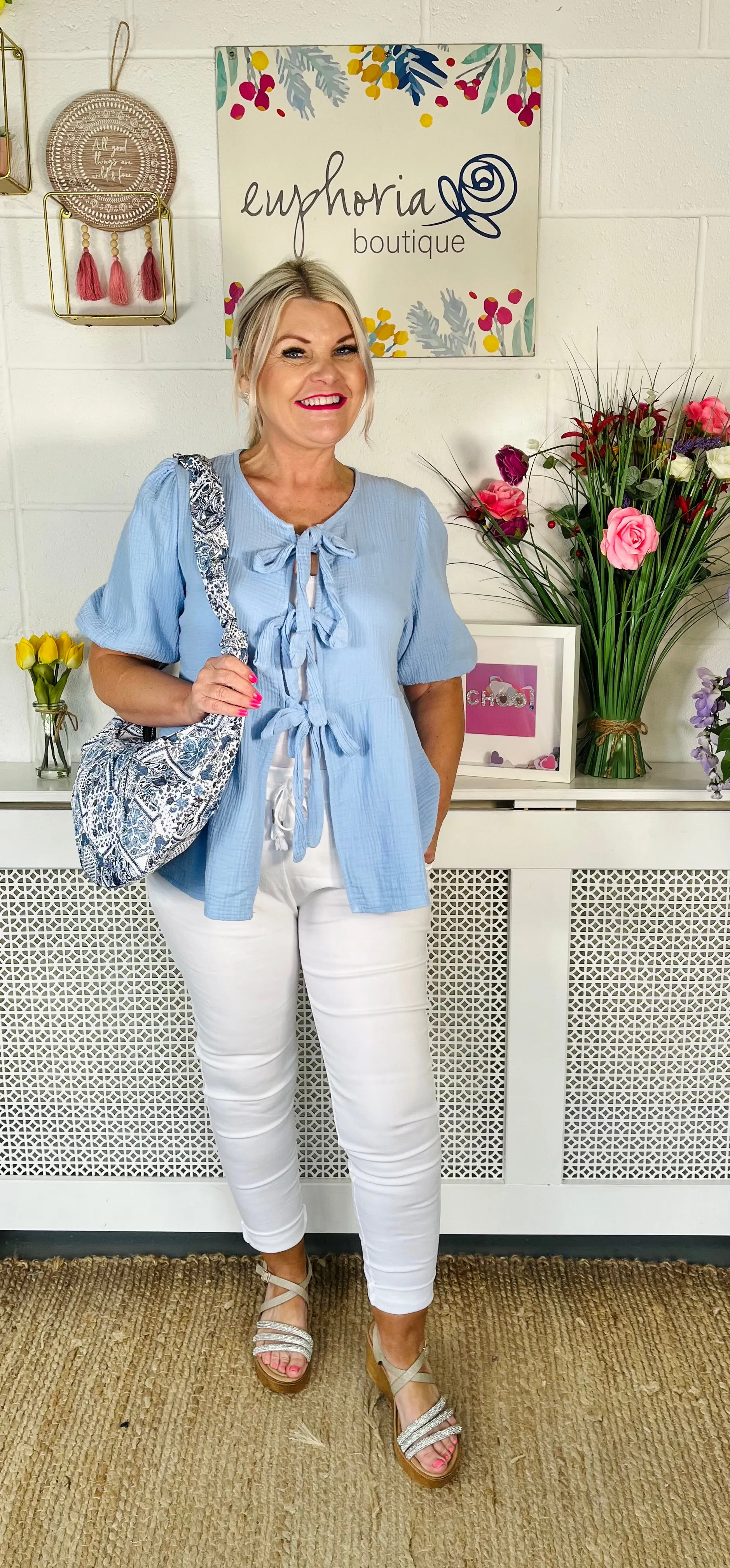Hemingway Bow Tied Top - Denim Blue