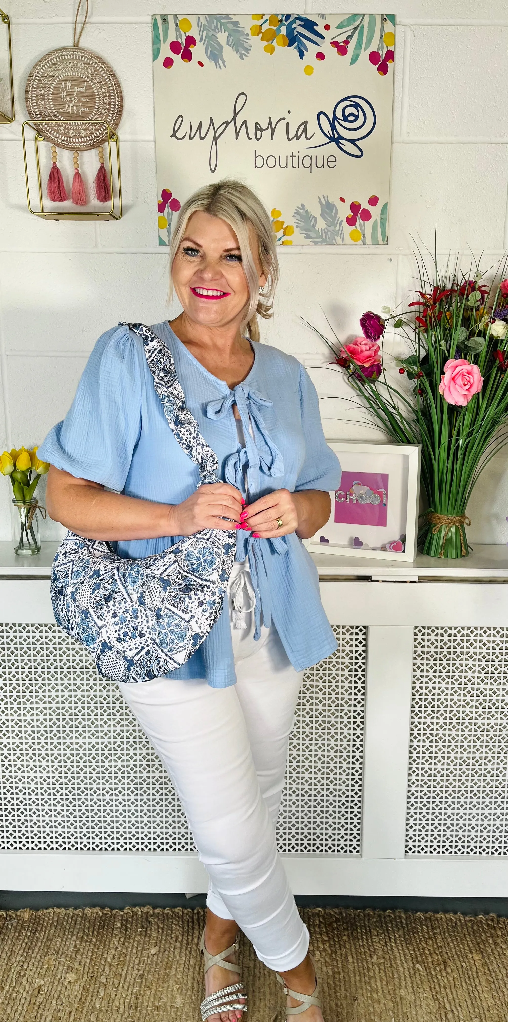 Hemingway Bow Tied Top - Denim Blue