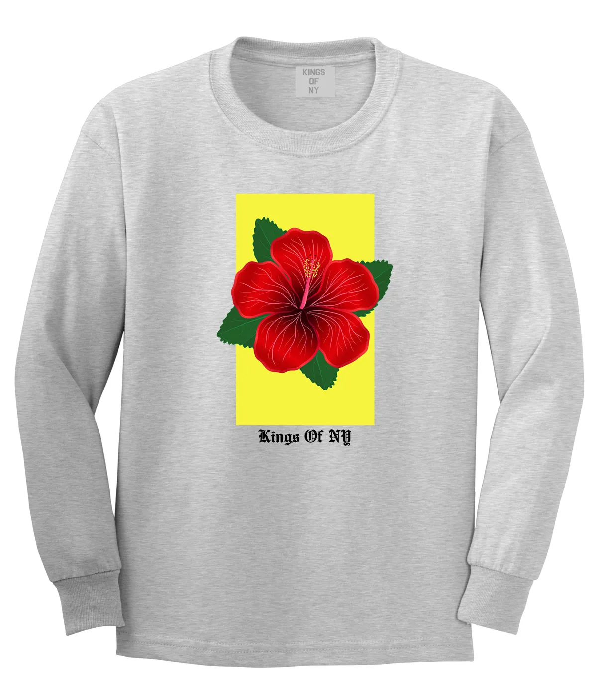 Hibiscus Flower Red Yellow Mens Long Sleeve T-Shirt