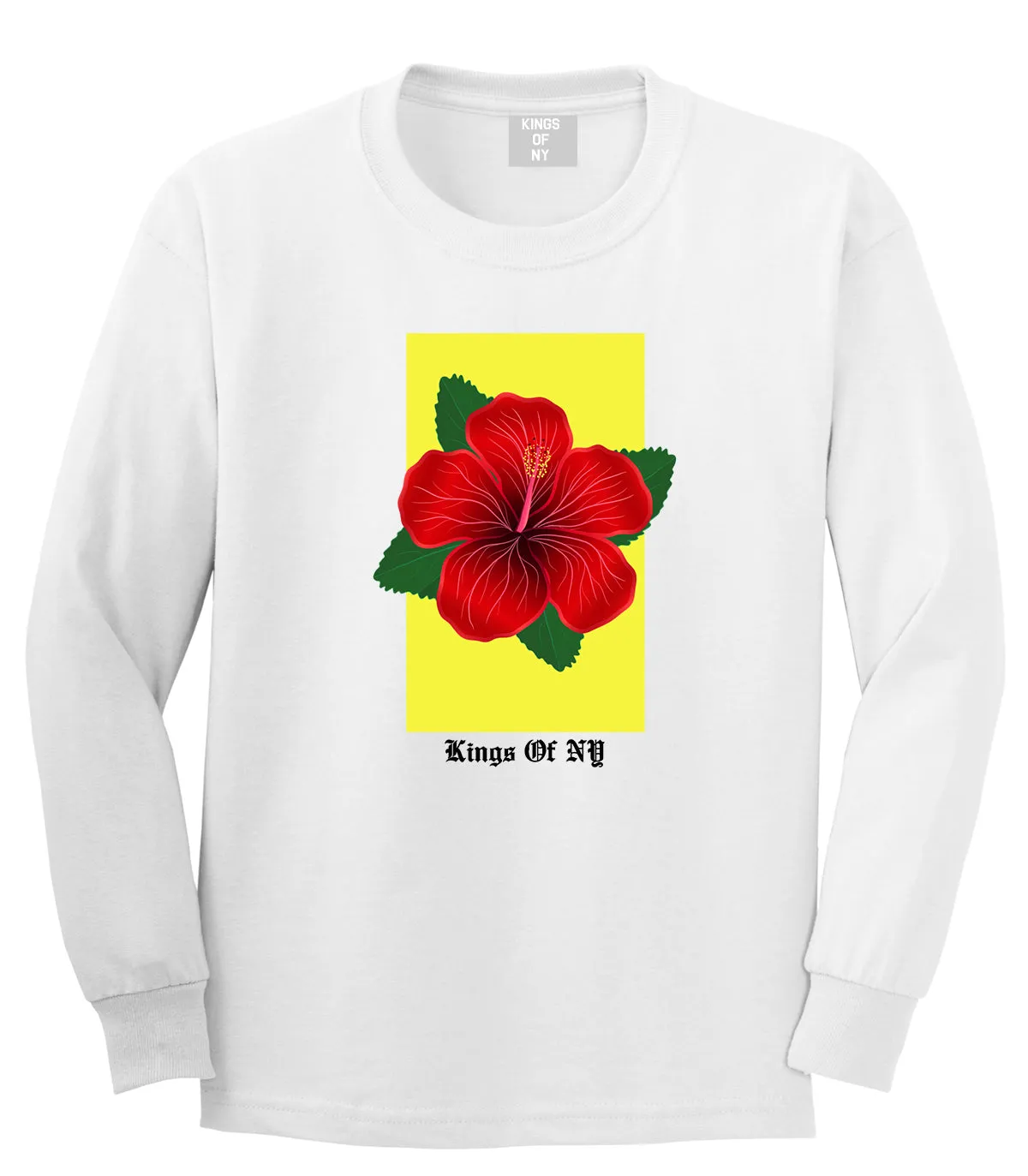 Hibiscus Flower Red Yellow Mens Long Sleeve T-Shirt