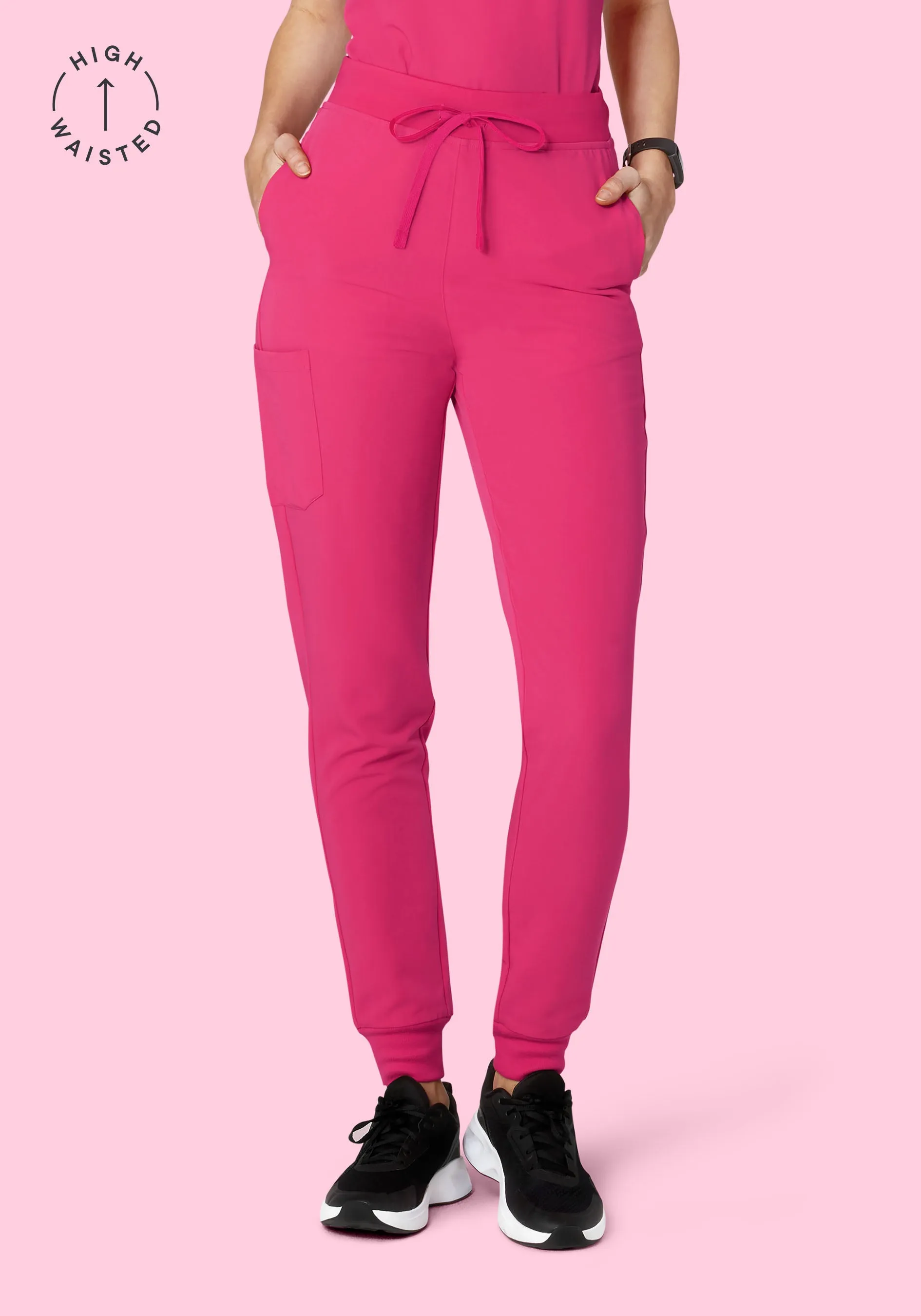 High Waisted Joggers Hot Pink