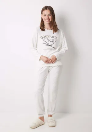 Hogwarts ivory velvet long pajamas - Ivory