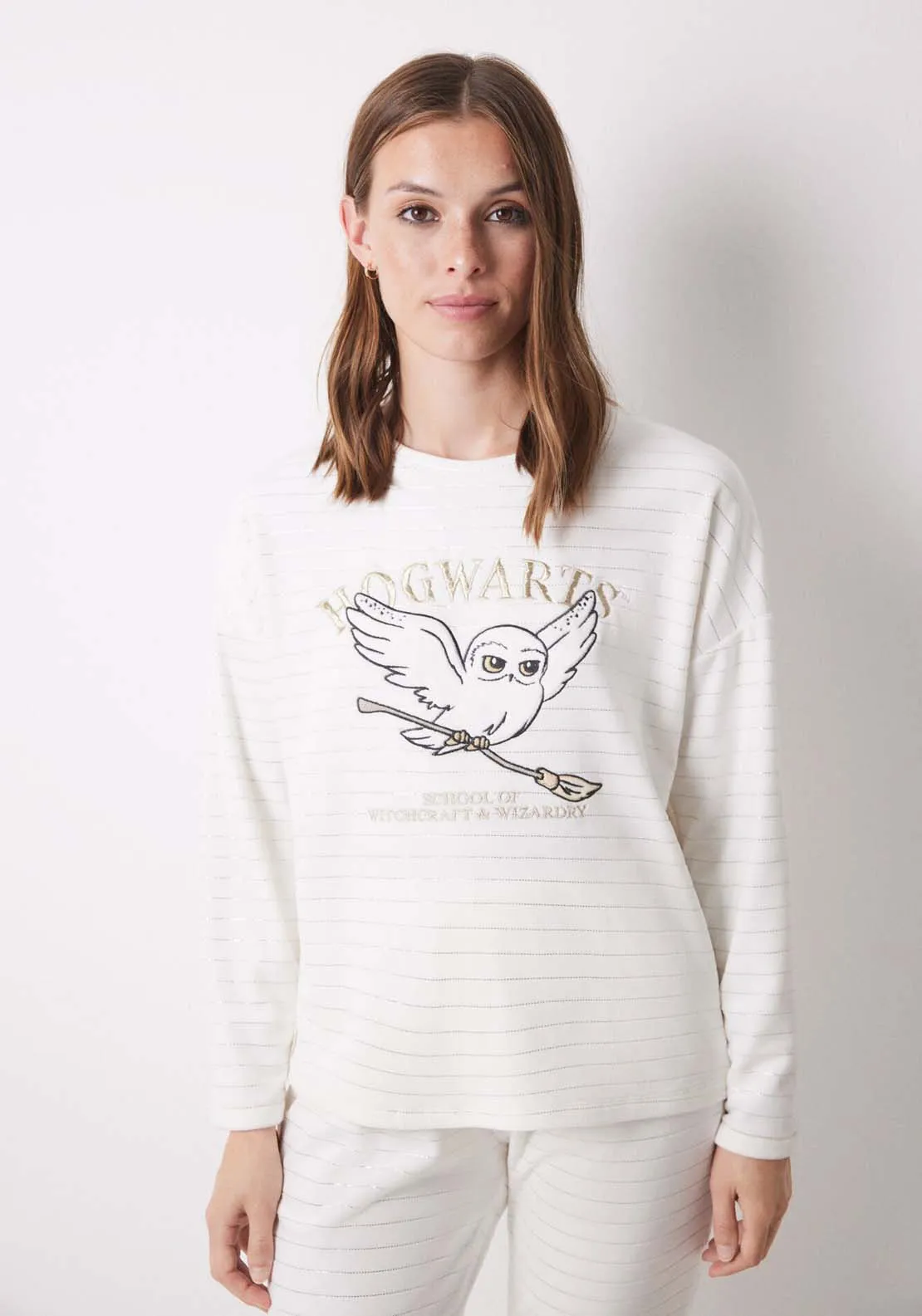 Hogwarts ivory velvet long pajamas - Ivory