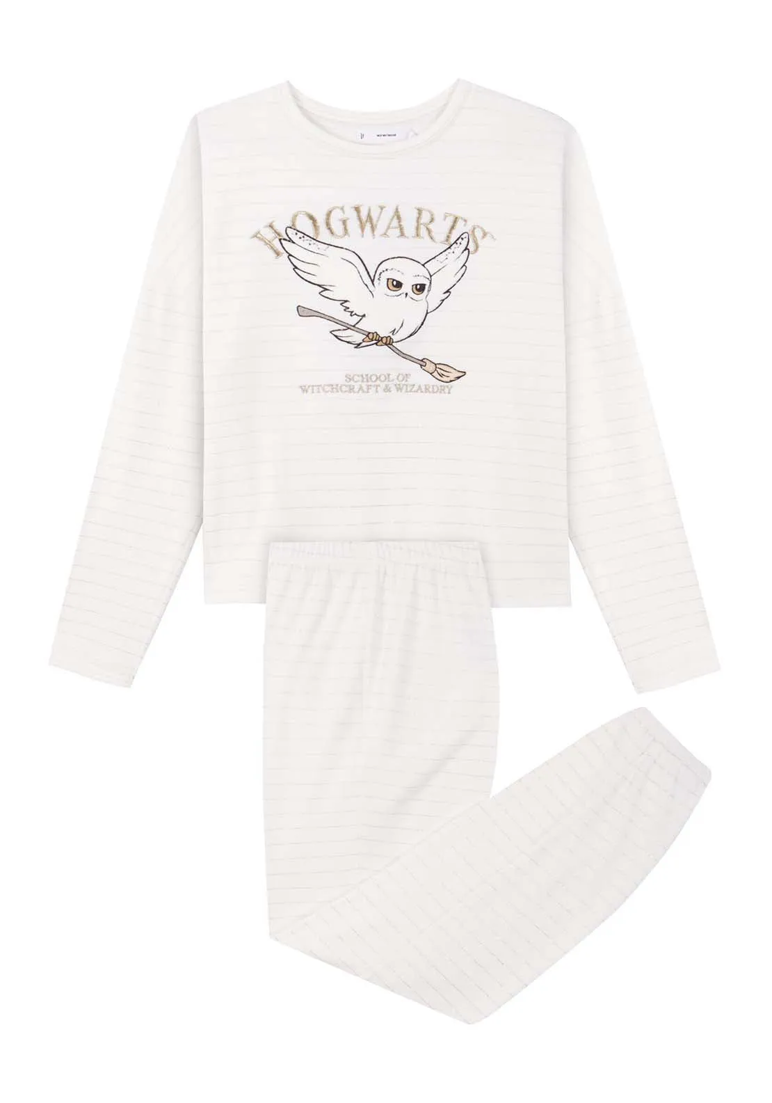 Hogwarts ivory velvet long pajamas - Ivory