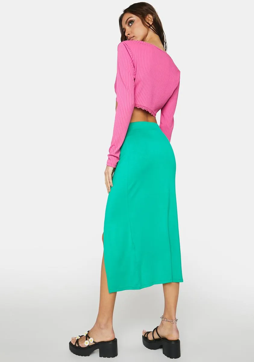 Honeydew Loveable Me Midi Skirt
