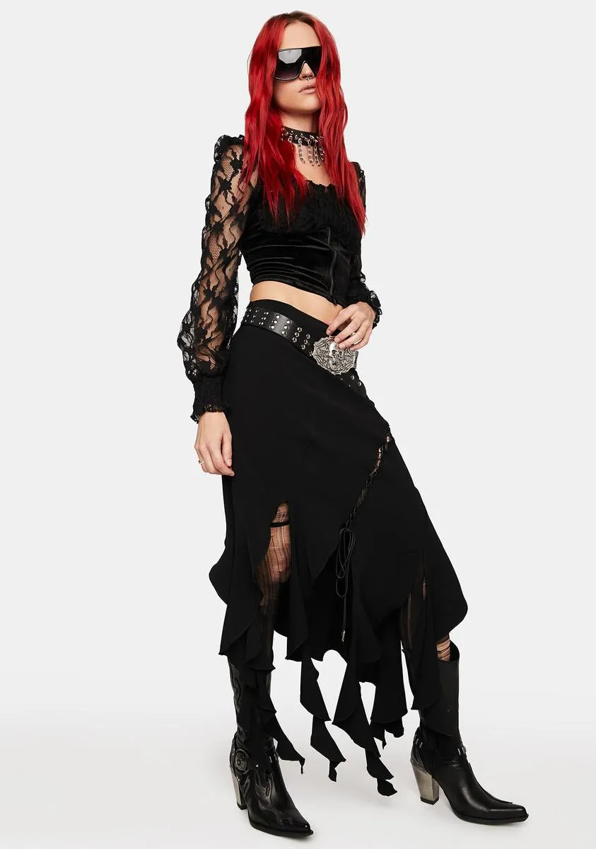 Irregular Ruffles Midi Skirt