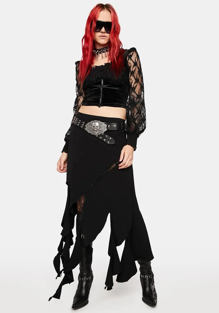 Irregular Ruffles Midi Skirt