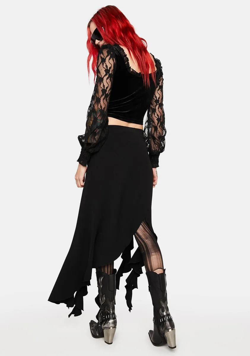 Irregular Ruffles Midi Skirt