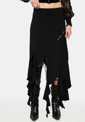 Irregular Ruffles Midi Skirt
