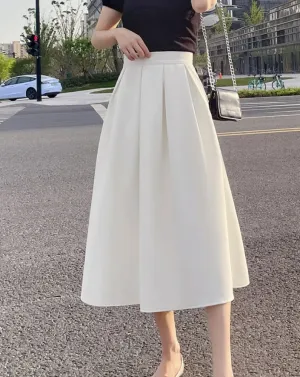 Ivyshape | Classic Pleated Midi Skirt for Women