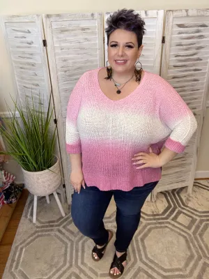 #J401 Dipped In Adventure Summer Sweater (Pink/Berry)