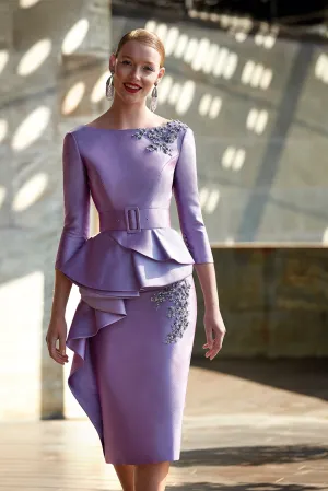 Jacquard Peplum Midi Dress