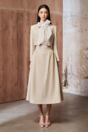 Janken A-line Side Pocket Linen Cotton Midi Skirt