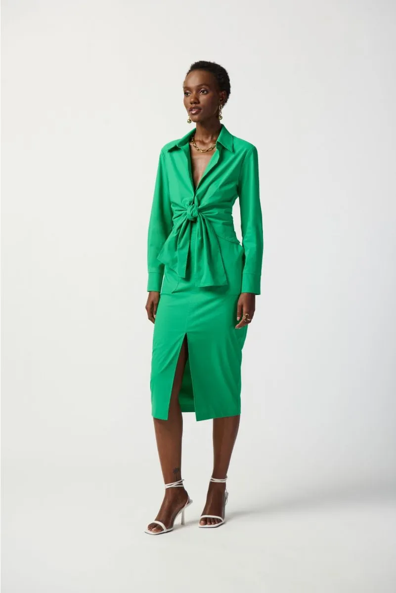 Joseph Ribkoff Island Green Split Front Midi Pencil Skirt 241064