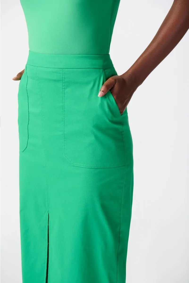 Joseph Ribkoff Island Green Split Front Midi Pencil Skirt 241064