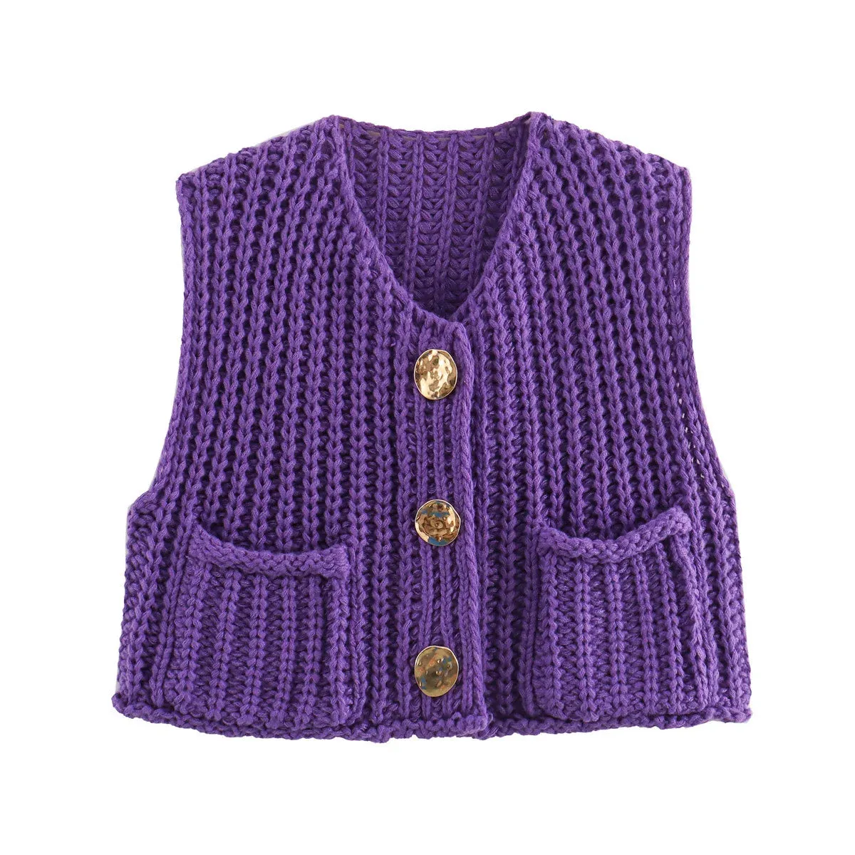 Korean Fashion Crop Sweater Women Vest Cable Knit Casual Top
