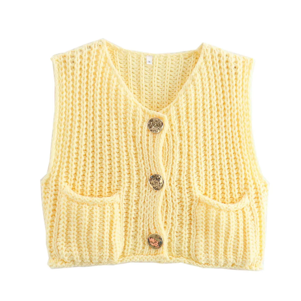 Korean Fashion Crop Sweater Women Vest Cable Knit Casual Top