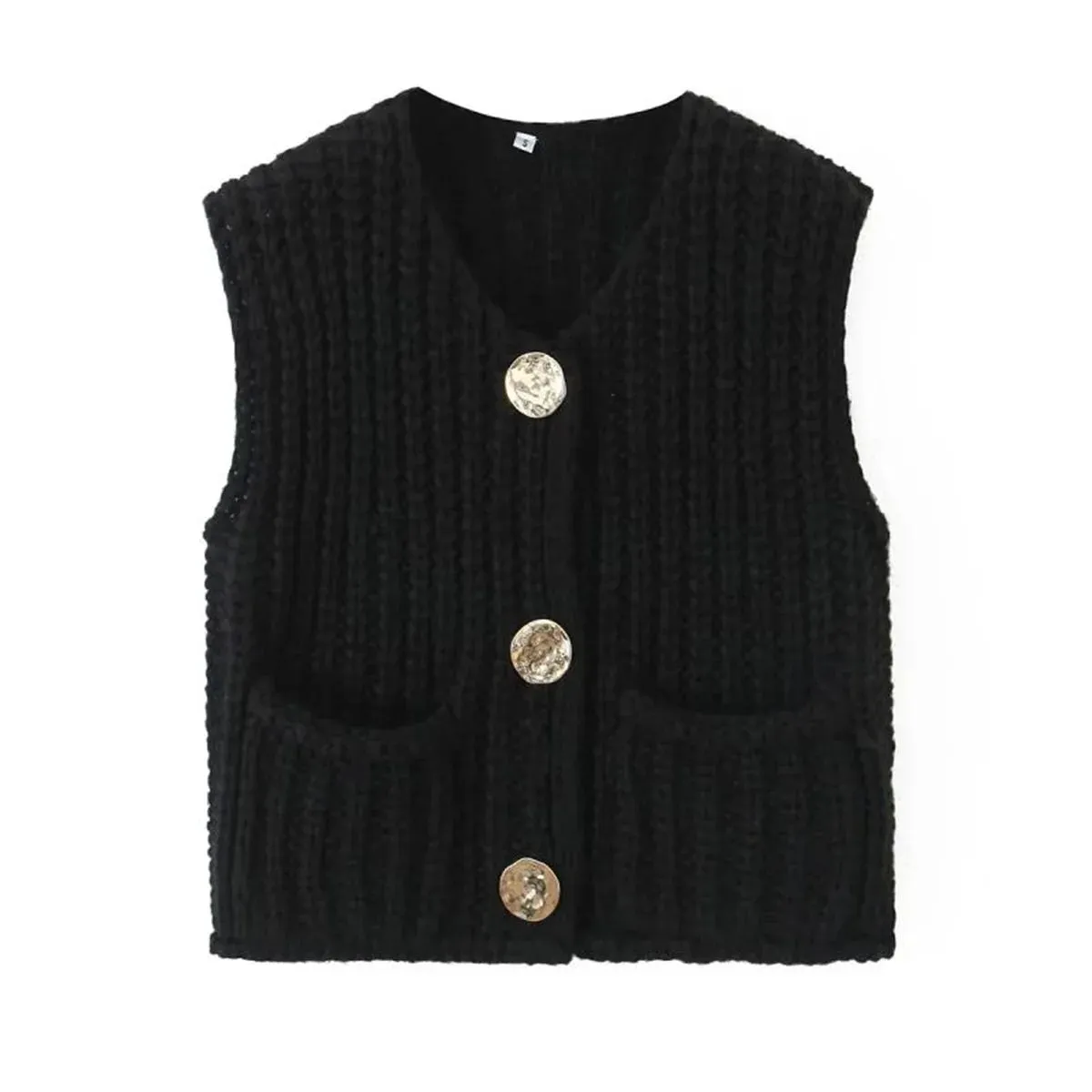 Korean Fashion Crop Sweater Women Vest Cable Knit Casual Top
